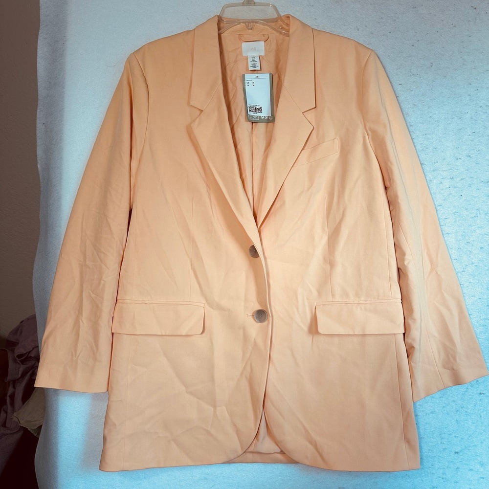 HM Peach Apricot Single Breasted Blazer Jacket Size M 1046931 NEW